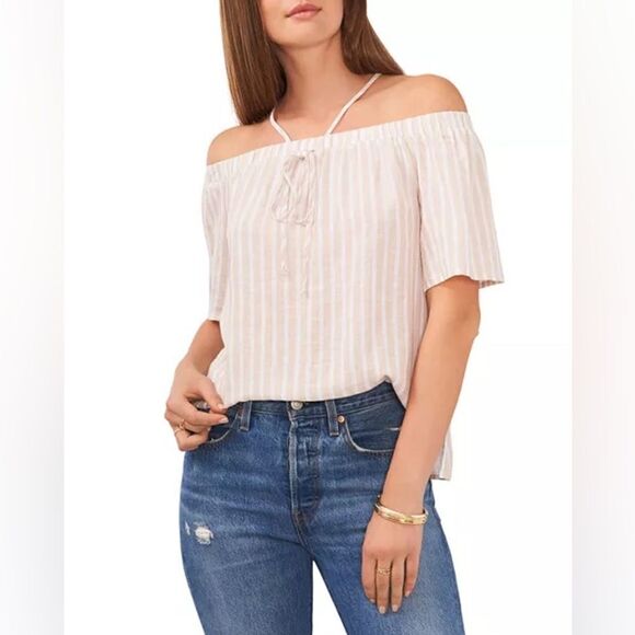 VINCE CAMUTO Off-the-Shoulder Blouse - Picture 1 of 9